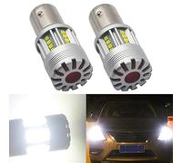 Eseastar BAY15D P21/5W S25 LED Bulbs White 6000K 25W Strong Canbus with Cooling Fan 5000LM Extremely Bright for Car DRL Backup Reverse Tail Brake Light, 2 Pack