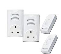 eSecure - 2x TWIN Plug in Wireless/Cordless Doorbell MASSIVE 50M Range 16x Sounds and Chime