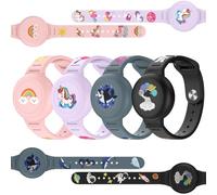 ESeekGo Compatible for AirTag Waterproof Bracelets for Kids-4 Pack Full Coverage Wristbands | Hidden Cover Holder | Cute Cartoon Design | Lightweight GPS Tracker Cover | Child Safety Bands, NO Tracker