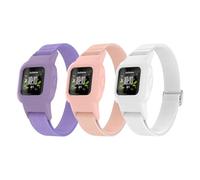 ESeekGo Elastic Bands Compatible with Garmin Vivofit Jr 3 - Colorful Nylon Stretchy Solo Loop Straps with Protective Case - Adjustable Replacement Bands for Girls and Boys