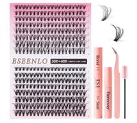 ESEENLO Eyelash Extension Kit, 320 Pieces DIY Eyelash Extension Kit, 9-16 mm, Mix, 30D 40D Curl Individual Lash Clusters with Bond,Sealer,Remover and Tweezers,324 Pieces Set, Black