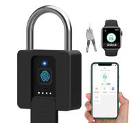 Eseesmart Fingerprint Lock, Finger Print Padlock with Key Bluetooth APP, Heavy Duty Waterproof Outdoor Padlock with Protective Shell, Combination Lock for Trucks Warehouse Gate Yard Pool Storage
