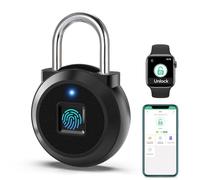 Eseesmart Fingerprint Padlock, Gym Locker with Fingerpirnt Bluetooth APP Control, Smart Fingerprint Lock, Keyless Outdoor Waterproof Security Suitcase Luggage School Backpack-Black