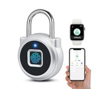 Eseesmart Fingerprint Padlock, Gym Locker with Fingerpirnt Bluetooth APP Control, Smart Fingerprint Lock, Keyless Outdoor Waterproof Security Suitcase Luggage School Backpack-Sliver