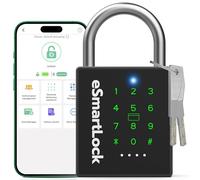 Eseesmart New Heavy Duty Smart Padlock, Bluetooth Padlock with Key Code and RFID, Outdoor Weatherproof Electronic Key Combination Lock for Gate, Sheds, Fence, Garage, Locker, Container-Black