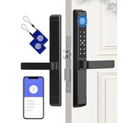 Eseesmart Smart Door Lock with Handle, Fingerprint Door Lock with RFID Keypad APP Control, Bluetooth Electronic Biometric Digital Code Smart Lock for Aluminum Wooden Front Door - Slimline Design