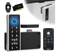 Eseesmart Smart Fingerprint Lock - Cabinet Drawer Lock with Key Cards, Digital Electronic Biometric Bluetooth Child Safety Cabinet Code Lock Liquor File Desk Cupboard Kitchen Liquor Drawer
