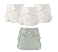 Esembly Cloth Diaper Bundle Set, 3 Organic Absorbent Inners and 1 Waterproof Recycled Diaper Cover, Reusable Washable Diapers with Snap Closure, Size 2 (18-35lbs), Lattice