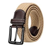 EsengNoyi Braided Belts Men Elastic Stretch Belt for Jeans Pants Golf, Khaki, XL - waist 42"-46"