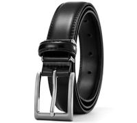 EsengNoyi Leather Belts for Men, 1.18" Black Belt for Suit Trousers Jeans - Easy to Remove Clamp Buckle S