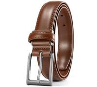 EsengNoyi Leather Belts for Men, 1.18" Brown Belt for Suit Trousers Jeans - Easy to Remove Clamp Buckle S