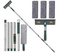 Esenlong 2 in 1 Window Squeegee Cleaner, 210cm Extendable Cleaning Pole and Bendable Head Shower Squeegee for High Windows