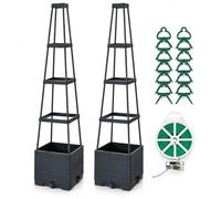 Esenlong 2 Pack Raised Garden Bed Planter Box with Trellis,147cm Tomato Cage Planter Raised Garden Bed for Climbing Vegetables,Tomatoes,Cucumbers,Vertical Plants(28x28x140cm)