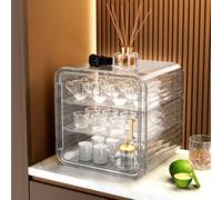 Esenlong 3-Tier Cup Storage Cabinet,Coffee Cup Stand Coffee Station Bar Organizer,Plastic Storage Cabinet Organizer Shelf,3 Tier Mug Display Rack for Countertop,Coffee Station Accessories