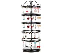 Esenlong 5 Tiers Metal Rotating Earring Holder Organizer,Jewelry Organizer Display Stand Hanging Tower with Adjustable Inter-Tier Distance,220 Holes