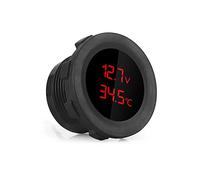 Esenlong Digital LED Dual Display Voltmeter Thermometer, 2 in 1 Digital Voltage Flame Retardant Voltage Temperature Monitor Compatible with DC 12V Car Motorcycle (Red)