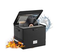 Esenlong Vinyl Record Storage Box with Lock,Portable Fireproof＆Waterproof Collapsible Portable Record Organizer for 12 inch Records Holds up to 150+ Single Records,for Collect Valuable Albums,CD