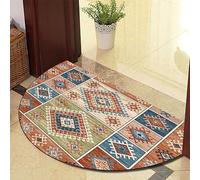 Eseriallen Half Round Door Mat Indoor Entrance Washable Half Circle Area Rugs Boho Mandala Non Slip Medium Orange Light Luxury F (23) 50cm X 80cm