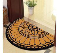 Eseriallen Half Round Door Mat Indoor Entrance Washable Half Circle Area Rugs Boho Mandala Non Slip Black and Yellow Light Luxury F (3) 50cm X 80cm