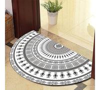 Eseriallen Half Round Door Mat Indoor Entrance Washable Half Circle Area Rugs Boho Mandala Non Slip Light black gray 625-2 60cm X 110cm