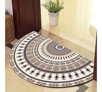 Eseriallen Half Round Door Mat Indoor Entrance Washable Half Circle Area Rugs Boho Mandala Non Slip Black Brown 625-25 80cm X 130cm