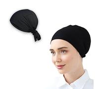 ESERRA Women Under Scarf Hat Hijab Cap Islamic Hijab Undercap Hijab Bonnet Cap Muslim Inner Beanies Hat Underscarf Turban, Black, One Size