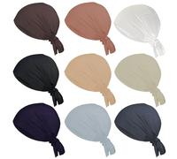 ESERRA Women Under Scarf Hat Hijab Cap Islamic Hijab Undercap Hijab Bonnet Cap Muslim Inner Beanies Hat Underscarf Turban, 9 Pieces Mixed Colors, One Size