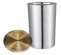 ESESE Countertop Flap Lid Trash Bin, Built-In Kitchen Cans Waste Chute, Stainless Steel Balance Swing, Round Recessed(Bronze)