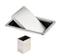 ESESE Countertop Flap Lid Trash Bin，Stainless Steel Cans Lids, Built-in Can Cabinet Dining Table Waste Kitchen Hidden Garbage(27x18.5cm)