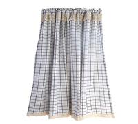 ESESE Short Curtain Tier,Sheer Valance,Cafe Check Plaid Curtains Cotton Linen Semi-Sheer Crochet Lace Half Window(W x H 140x120cm)