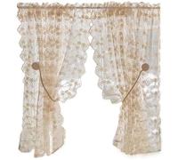 ESESE Short Curtain Tier,Sheer Valance,Hollow Crochet Cafe, Rural Style Transparent Window, Rod Pocket Covering(W x H 120x270cm)