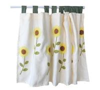 ESESE Short Curtain Tier,Sheer Valance,Kitchen Cafe Handmade Embroidery Sunflower With Tab Top Country Style Cotton Window Treatment(W 35.4" x L 31.5" (1 Panels))