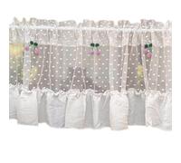 ESESE Short Curtain Tier,Sheer Valance,Window Curtains, White Lace Bistro Country Style Kitchen Cafe Net Rod Pocket(W x H150x60cm)