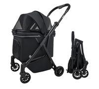 Esez Dog Stroller for Small to Medium Dogs up to 20 Lbs, Foldable Cat Puppy Stroller with Storage Basket & Removable Liner, Ideal for Travel and Camping, Black