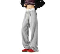 ESFHWYP Men's Pants Spring Patchwork Retro Loose Sports Sweatpants Trouser for Men-Gray-S