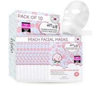 esfolio Pure Skin Hyaluronic Acid with Peach Essence Face Mask Sheet - Hydrating Korean Face Mask for Dark Spots, Pore Care, Oil Control and Improves Skin with Moisturizing and Soothing (Pack of 10)
