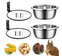 Esforzarse Set of 2 22 cm Stainless Steel Squirrel Feeder with 8 Inch Removable Metal Feeding Bowl, Wildlife Squirrel and Bird Feeder Bowls with Drain Holes, Ideal for Outdoor Use