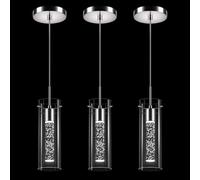 Esfos Pendant Ceiling Light Fixture, LED Kitchen Lighting Crystal Pendant Lights Kitchen Island, 1-Light Integrated Kitchen Hanging Light Fixture Modern Island Light with Bubble Glass Three Pack