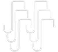 ESFUN 6 Pack 2 x 6 inch Vinyl Fence Hooks Patio Hooks White Powder Coated Steel Hangers fits Easily for Indoor & Outdoor Hanging Lights, Plants & Planters, Bird Feeder, Pool Equipment