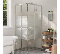 ESG Shower Cubicle, 90 x 70 x 180 cm, Safety Glass Shower Enclosure with Aluminium Profile, Frameless, Recess Corner Entry, Splash Guard, Includes Mounting Material, Foldable, Transparent White