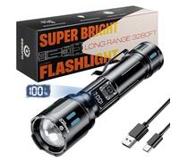 Esgofo Rechargeable Torch LED Super Bright 500000 Lumen, Powerful Flashlight Long Distance Zoomable & Single Click 3 Modes, High Power USB C Long Lasting 15H Flash Light, for Camping Hiking Emergency