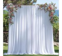 ESGOTBME 10x10ft Wrinkle Free White Backdrop Curtain for Parties Soft Fabric Drapes Wedding White Curtain Backdrop for Birthday Party Decorations Background for Photography 5x10ft, 2 Panels