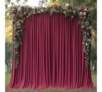 ESGOTBME 30x10ft Wrinkle Free Burgundy Backdrop Curtain for Parties Soft Fabric Drapes Wedding Curtain Backdrop for Birthday Party Decorations Background for Photography 5x10ft, 6 Panels
