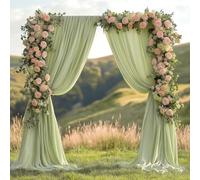 ESGOTBME 30x10ft Wrinkle Free Sage Green Backdrop Curtain for Parties Soft Fabric Drapes Wedding Curtain Backdrop for Birthday Party Decorations Background for Photography 5x10ft, 6 Panels