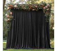 ESGOTBME 30x7ft Wrinkle Free Black Backdrop Curtain for Parties Soft Fabric Drapes Wedding Black Curtain Backdrop for Birthday Party Decorations Background for Photography 5x7ft, 6 Panels