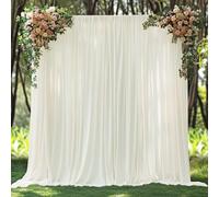 ESGOTBME Ivory Photo Booth Backdrop Curtain for Parties Photography 30x10ft Wrinkle Free Soft Fabric Drapes Wedding Ivory Curtain Backdrop for Birthday Party Decorations Background 5x10ft,6 Panels