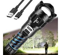 Esgreen Super Bright Rechargeable Flashlights High Brightness 3000 Lumens, Powerful Long Range LED Strong Big Flash Lights, Long Lasting USB C, LCD Digital Display, 5 Modes, Double Switches