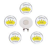 Eshan Golf Ball Markers Magnetic Hat Clips Set Golf Bag Accessories Gift for Men Women Golfer Fan (5 Ball Markers & 1 Hat Clip) (Queen)