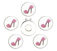 Eshan Golf Ball Markers Magnetic Hat Clips Set Golf Bag Accessories Gift for Men Women Golfer Fan (5 Ball Markers & 1 Hat Clip) (High Heel)