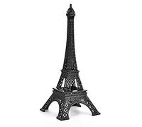ESHATO Black Metal Eiffel Tower Statue, 10inch Decorative Figurine Replica Stand Holder for Cake Topper Table Decor Gift Party Home Decoration